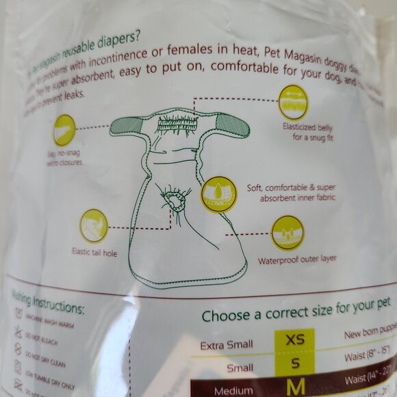 Dog Female Diapers 9 Reusable + 10 Disposable Waist 14" - 22" Skirts Washable - Picture 7 of 15